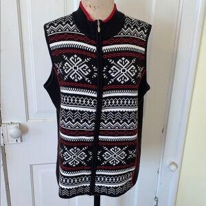 Christopher & Banks Zip Up Knitted Alpine Fair Isle High Neck Sweater Vest XL